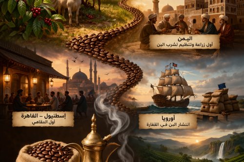 نشأة البن: القصة الكاملة من الاكتشاف إلى العالمية